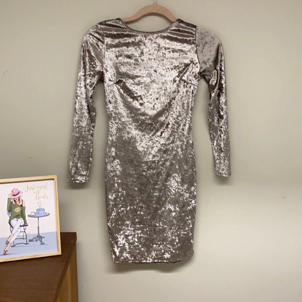 Velvet Plush Long Sleeve Cocktail Dress Size XS